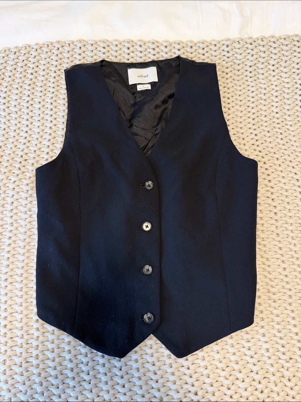 Wilfred Black Women's Tailored Button-Up Vest